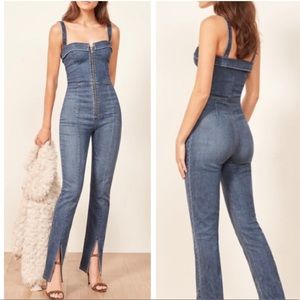 Reformation Crawford Denim Jumpsuit Sz 10